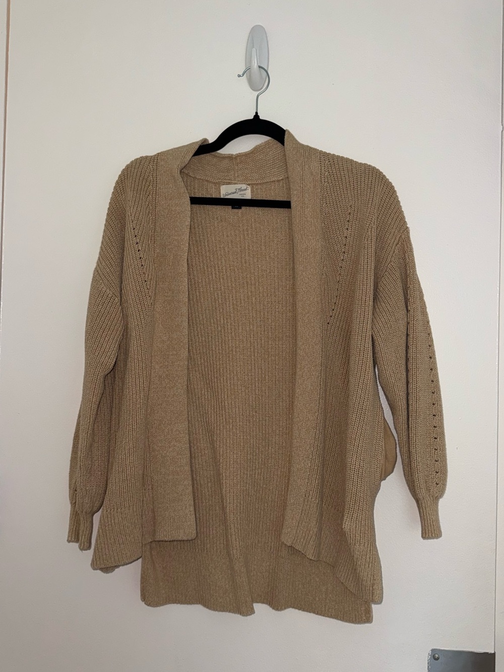 Beige Open-Front Cozy Knit Cardigan